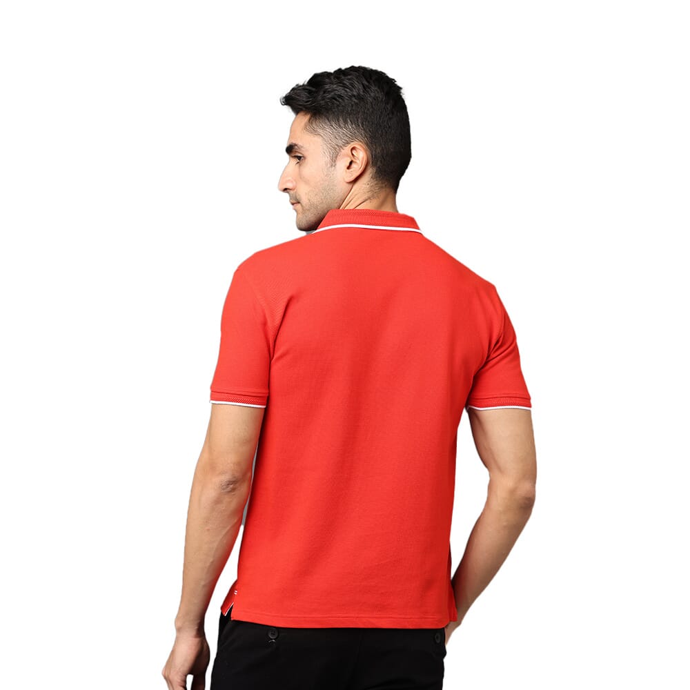 Greys&Blues Pima Collar T-Shirt-Red with White
